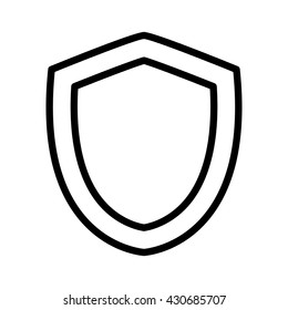 Medieval shield of protection line art vector icon for apps and games