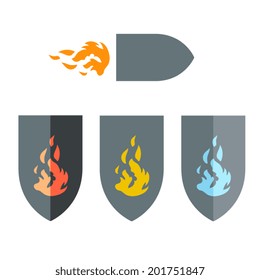 Medieval shield set. Design for web, logo and mobile app, isolated vector illustration.