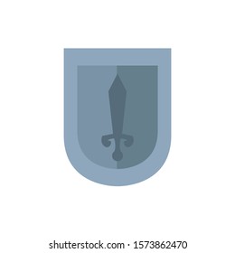medieval shield with sword flat icon vector illustration design