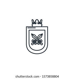 medieval shield with swords crossed flat icon vector illustration design