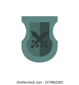 medieval shield with swords crossed flat icon vector illustration design