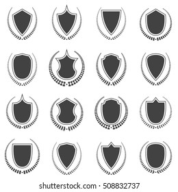 medieval shields and laurel wreath collection