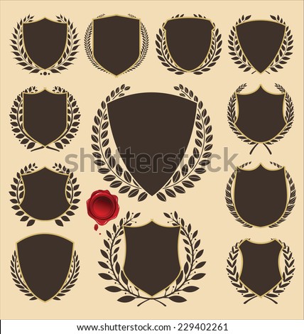 medieval shields and laurel wreath collection
