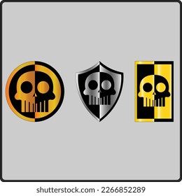 Medieval shields with unique skull design