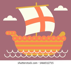 Medieval ship simple illustration on white background