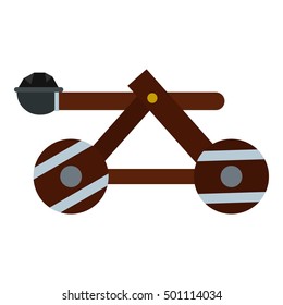 Medieval siege catapult icon. Flat illustration of catapult vector icon for web design