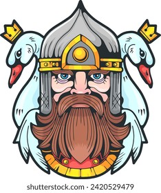 medieval Slavic warrior, illustration design