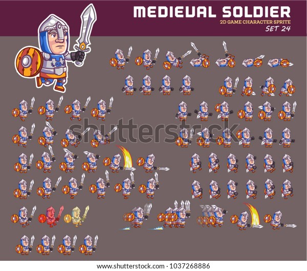 Medieval Soldier Cartoon Game Character Animation Stock Vector (Royalty ...