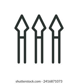Medieval spears weapons isolated icon, spearmen squad vector symbol with editable stroke