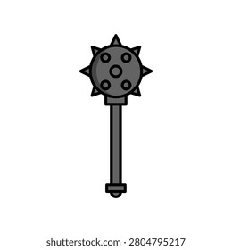 Medieval spiked mace weapon icon vector illustration with medieval historical equipment isolated illustration