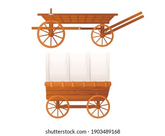 Medieval Stagecoach Carriage For Cargo Transportation Vector Illustration On White Background