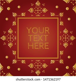 medieval star graphic toile in ruby red & gold