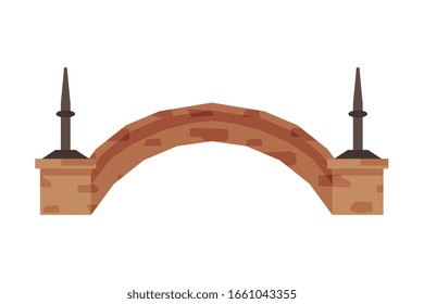 Medieval Stone Bridge, Element of Ancient Architecture Vector Illustration