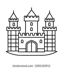 medieval stone castle icon. digital vector castle design. castle with battlements and grand gate.