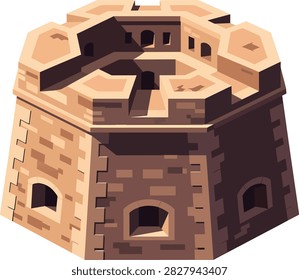 Medieval Stone Fortification Tower Vector Illustration