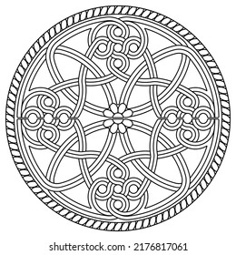 Anteproyecto de rosetón de piedra medieval sobre fondo blanco