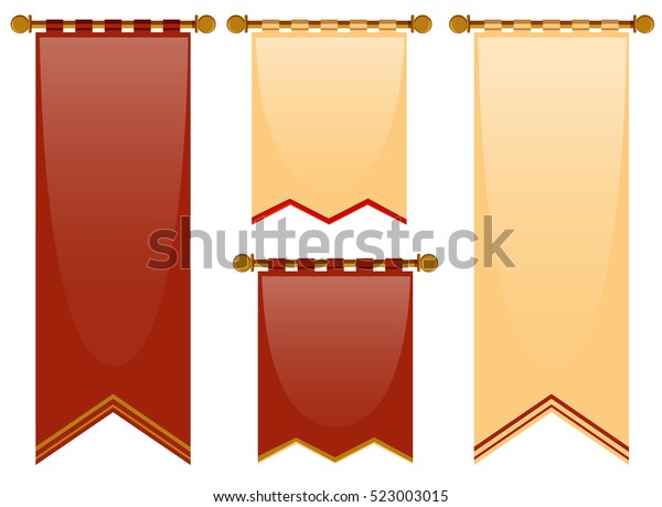 Medieval Style Banners Red Brown Illustration Stock Vector (Royalty ...