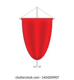 A medieval style red banner flag suspended. Modern publication x-banner and flag-banner,carpet design. Roll up business brochure flyer 