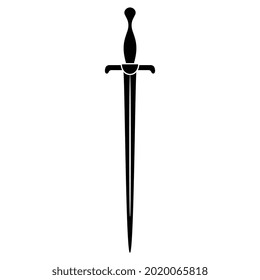 Medieval Sword Black White Negative Silhouette Stock Vector (Royalty ...