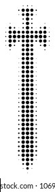 Medieval Sword halftone vector icon. Illustration style is dotted iconic Medieval Sword icon symbol on a white background. Halftone texture is round blots.