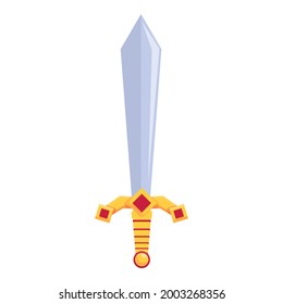 Vector de caricatura de icono de espada medieval. La espada del rey caballero. Hoja de arma
