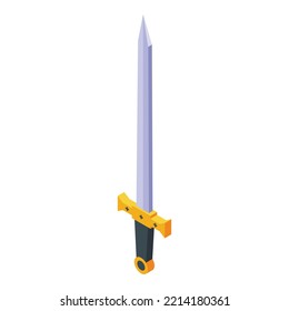 Medieval sword icon isometric vector. King history. Story history