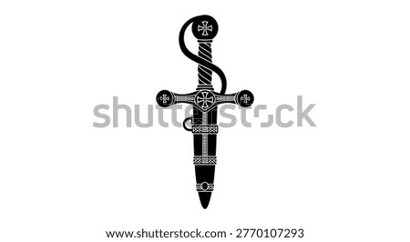 Medieval sword with intricate hilt design
