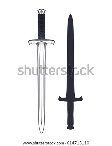medieval sword isolated over white