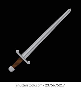 espada medieval, espada larga, ilustración vectorial 