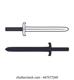 medieval sword on white