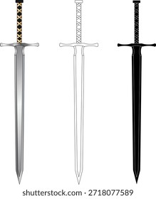 Mittelalterliche Schwertset, Vektorgrafik. 