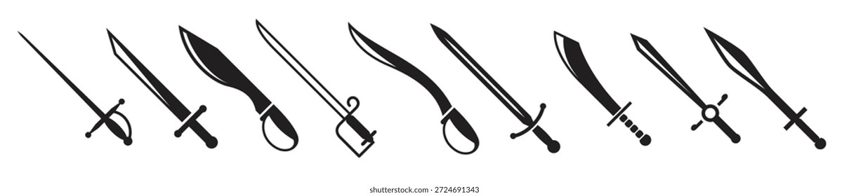 ilustração de vetor de conjunto de espada medieval