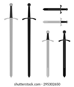 Medieval sword set. Video game resources. Vector isolated illustrations 