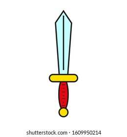 medieval sword shaped icon vector