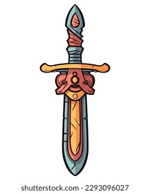espada medieval fibrosa, símbolo de fuerza sobre blanco