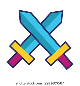 Medieval sword sharp icon isolated