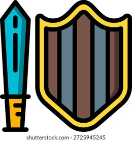 Symbol für mittelalterliches Schwert und Schild