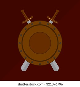 Medieval sword and shield icon Protection