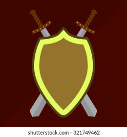 Medieval sword and shield icon Protection