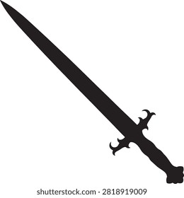Medieval Sword Silhouette - Long Broadsword Knight Weapon Icon