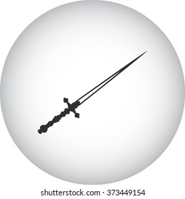 Medieval sword simple icon on colorful round background