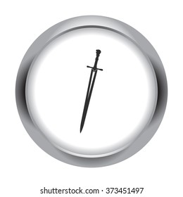 Medieval sword simple icon on colorful round background