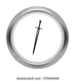 Medieval sword simple icon on colorful round background