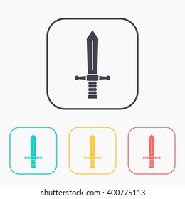 medieval sword vector color icon set 