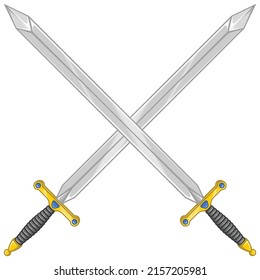 Medieval sword vector design, middle ages knight sword