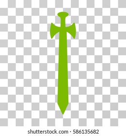 Medieval Sword vector icon. Illustration style is flat iconic eco green symbol on a transparent background.