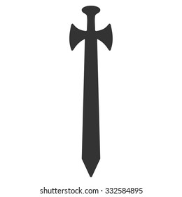 Medieval Sword vector icon. Style is flat symbol, rounded angles, white background.