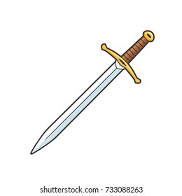 Medieval Sword  Vector Illustration Isolated On White