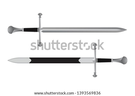 Medieval sword vector illustration isolated on white background