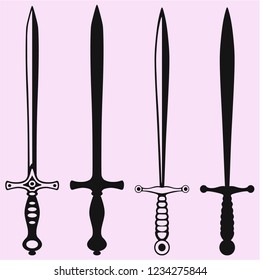 Medieval sword  vector silhouette isolated